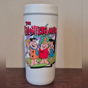 The Flintstones White Ceramic Travel Mug - Retro Cartoon Design